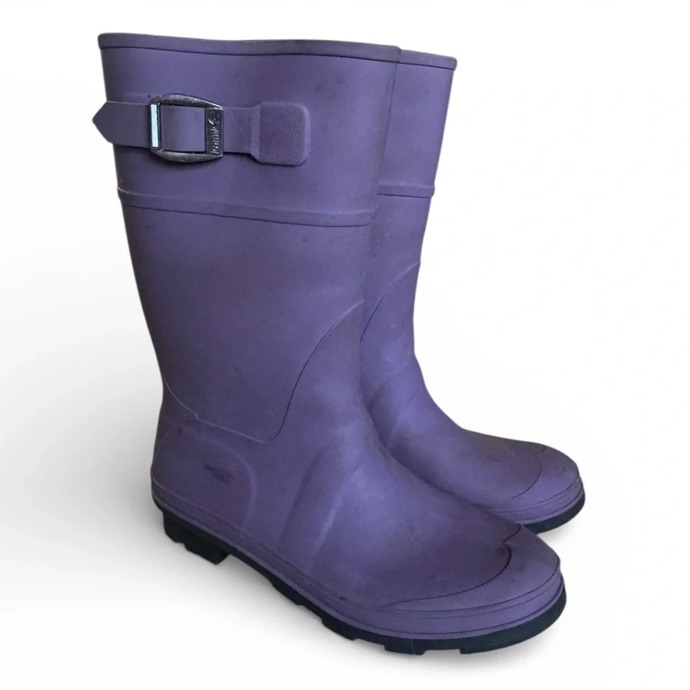 Kamik Kids Waterproof Rubber Rain Boots Buckle Winter Outdoor Purple Size 4